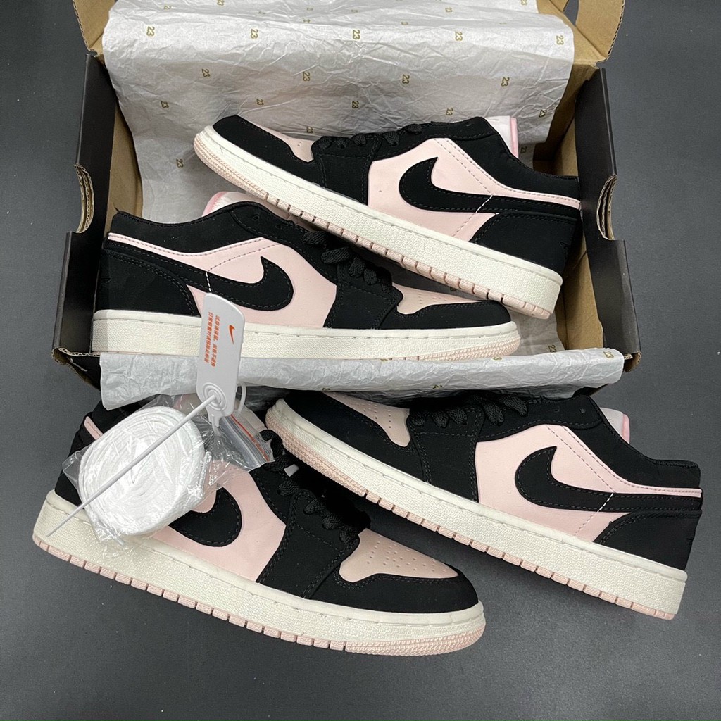 Giày Thể Thao Air Jordan 1 Low Hồng Đen nữ, Giày JD1 đen hồng thấp cổ cao cấp full box bill