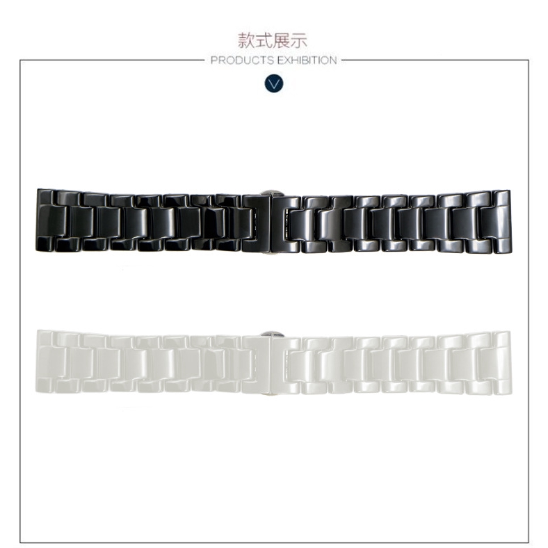 Dây đồng hồ bằng sứ cao cấp 16mm 18mm 20mm 2 màu trắng đen