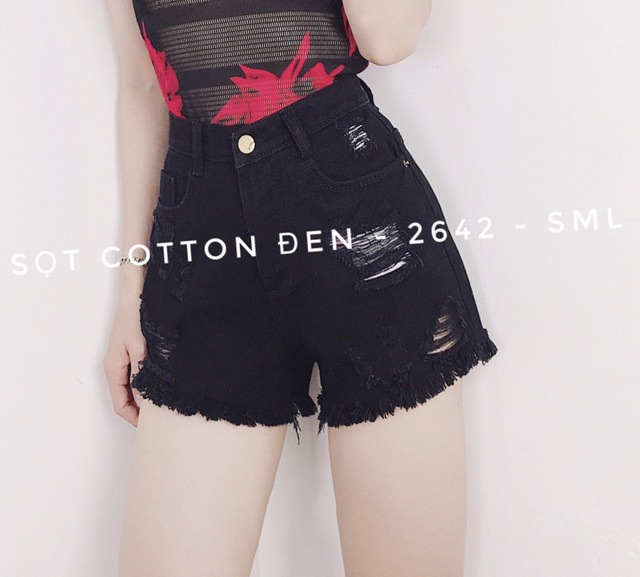 Short jean trắng đen rách