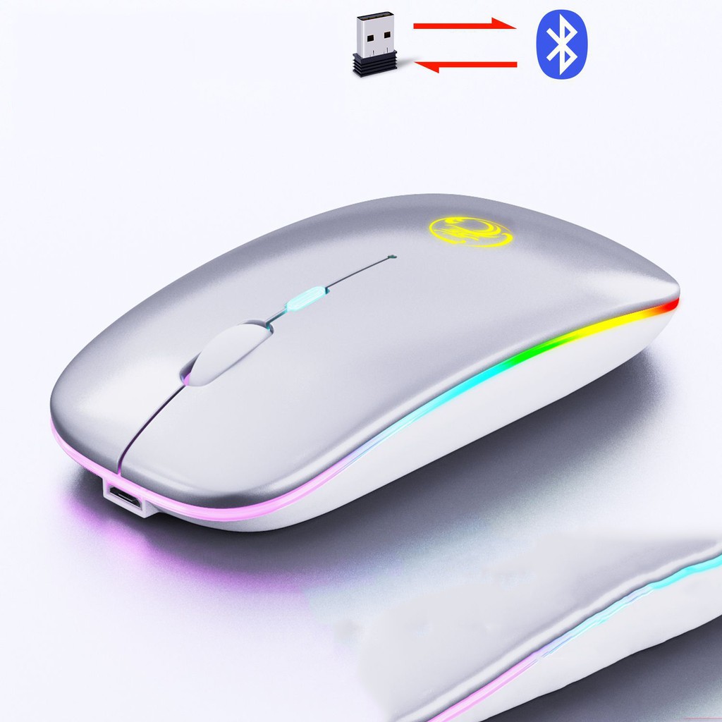 [KHÔNG XỊN, HOÀN TIỀN] Chuột không dây A2 chống ồn, pin tự sạc, led 7 màu , bền, siêu nhạy