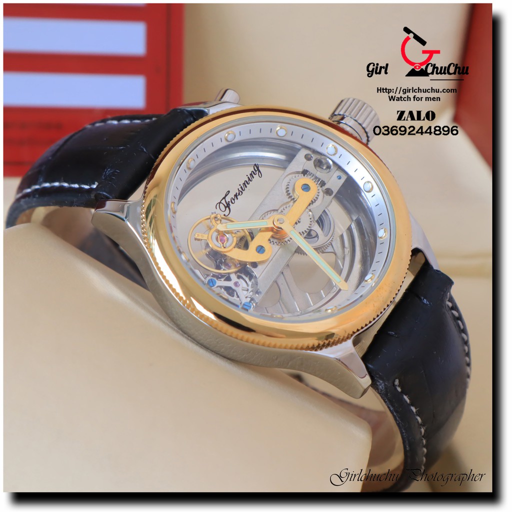 Đồng hồ nam Forsining cơ lộ máy dáng cây cầu, Bridge Watch, phong cách độc đáo cực sang trọng, máy cơ automatic