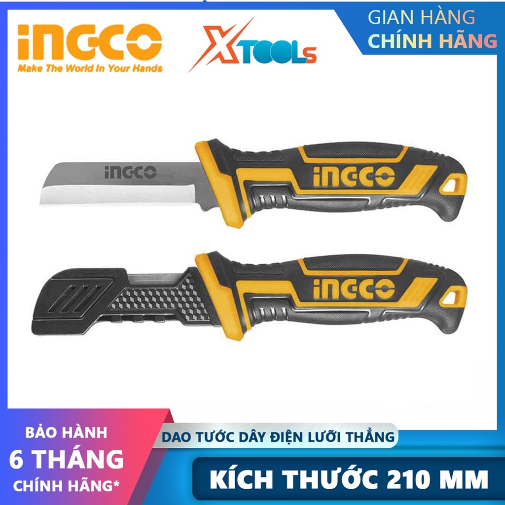 Dao tước dây điện lưỡi thẳng INGCO HPK82101 dao cắt cáp lưỡi thẳng, kích thước 210mm, chất liệu thép đặc biệt, độ dày 2.