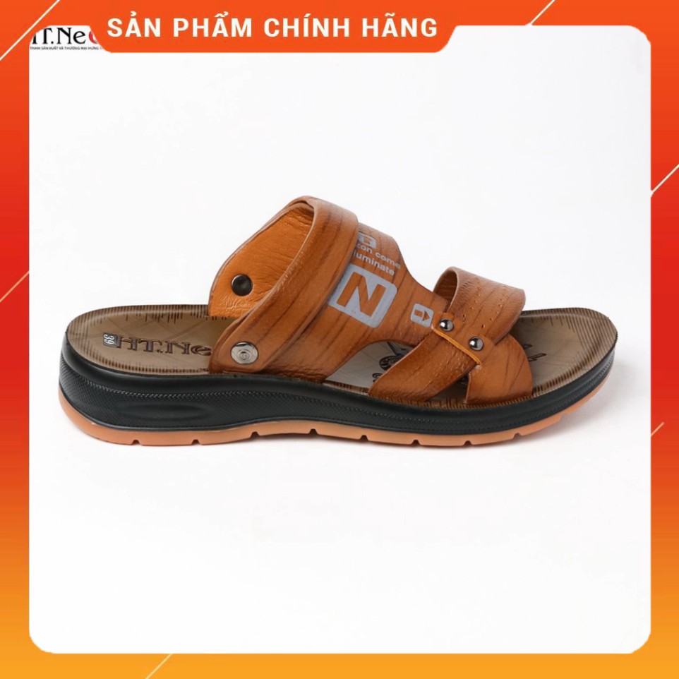 Sandal nam- dép nam cao cấp HT.NEO da bò nguyên miếng mềm, bóng đẹp, đường keo đế chắc chắn đế kếp 3.5 cm (SD89-NS)