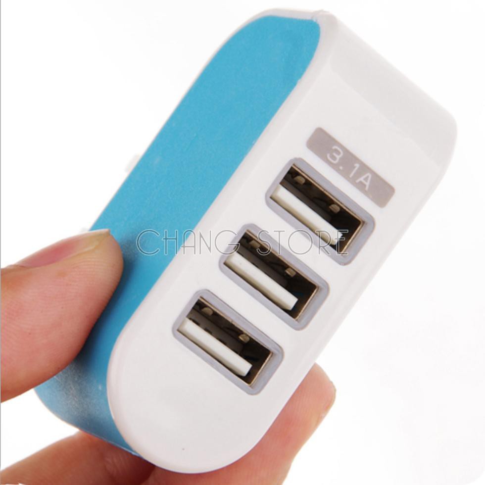 Cốc sạc 3 cổng USB tiện dụng - củ sạc điện thoại nhiều màu