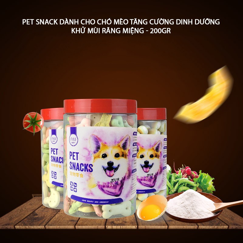 Bánh quy sữa thưởng cho chó Pet Snack canxi khử mùi răng miệng tăng cường vi dưỡng chất -200gr