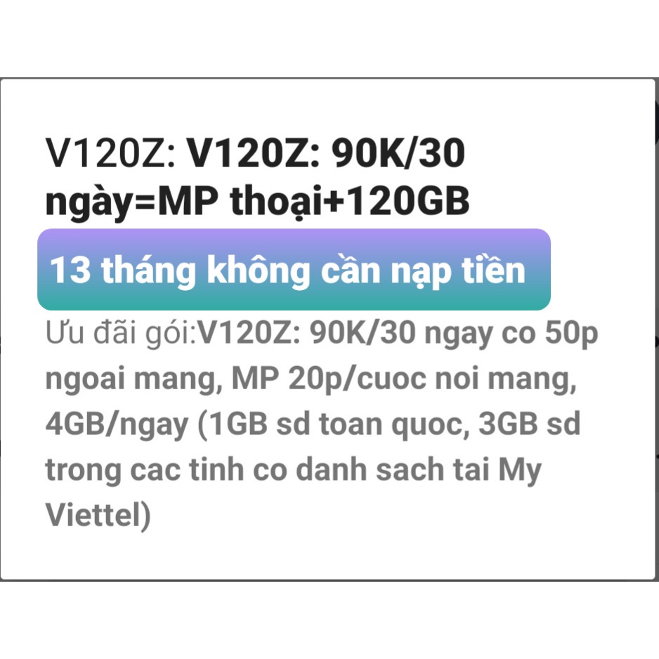 [Free 13 tháng] Sim Viettel 4G 1 năm Tặng thêm 1 tháng không cần nạp tiền.