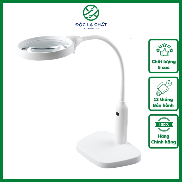 Kính lúp có đèn với 2 thấu kính to, nhỏ khác nhau vừa để bàn, vừa kẹp bàn K7763