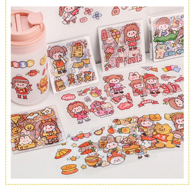 25 tờ miếng dán sticker Komi viền trong suốt không thấm nước trang trí sổ tay tài liệu