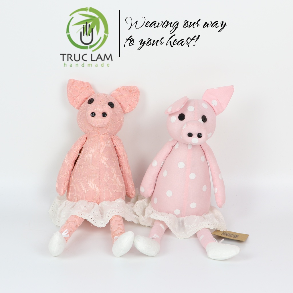 Đồ Chơi Cho Bé Thú Nhồi Bông Hình Con Heo Vải Ren Bông Gòn Cao Cấp Cỡ Nhỏ - Trúc Lâm Handmade