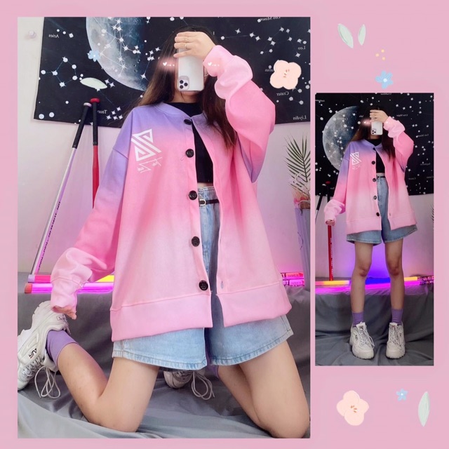 Áo Cardigan Nút Nỉ Bông Loang TheZed Ảnh/Clip Thật