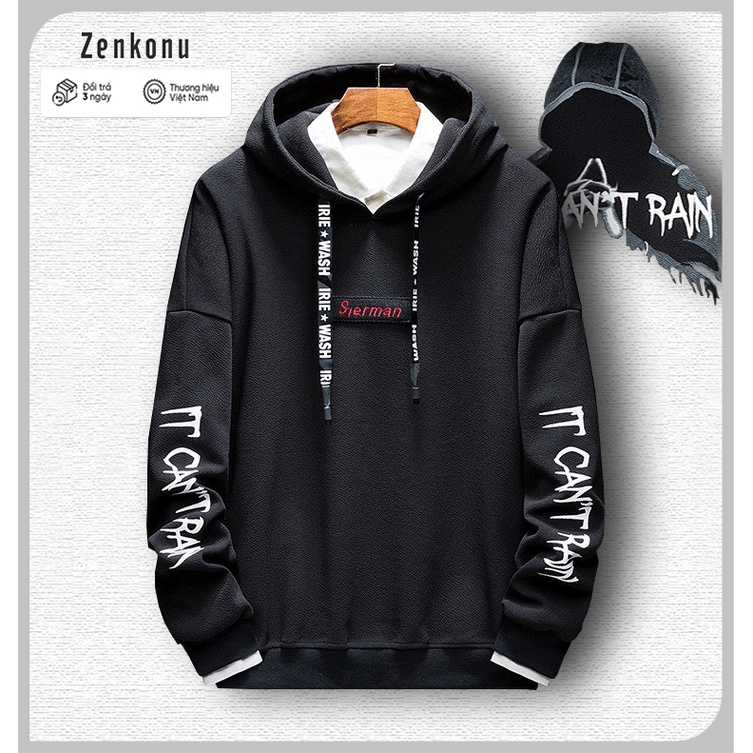 Áo Hoodie Nam Nữ Unisex Mùa Hè Thể Thao Có Mũ Phối Dây In Chữ IT CAN'T RAIN Zenkonu TOP NAM 1000205V1