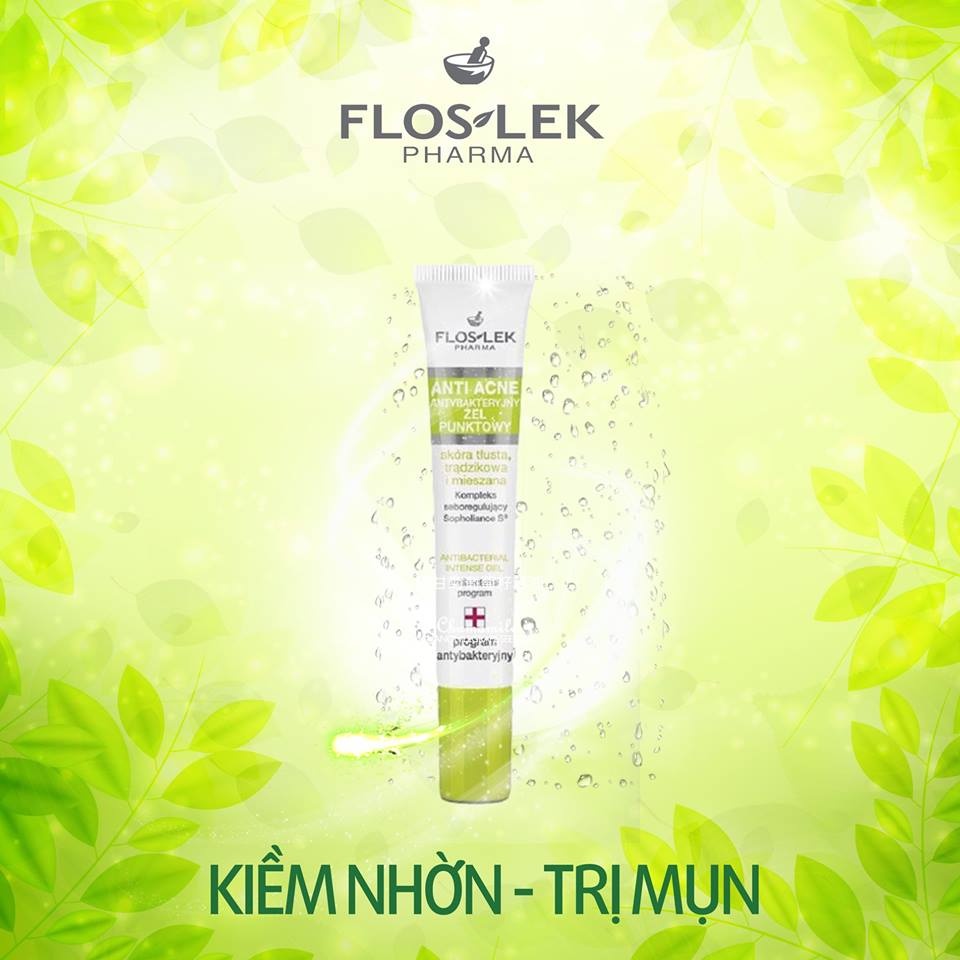 Gel chấm mụn Floslek Antibacterial Intense Gel - Giảm Sưng Mụn, Giảm Thâm 20ml