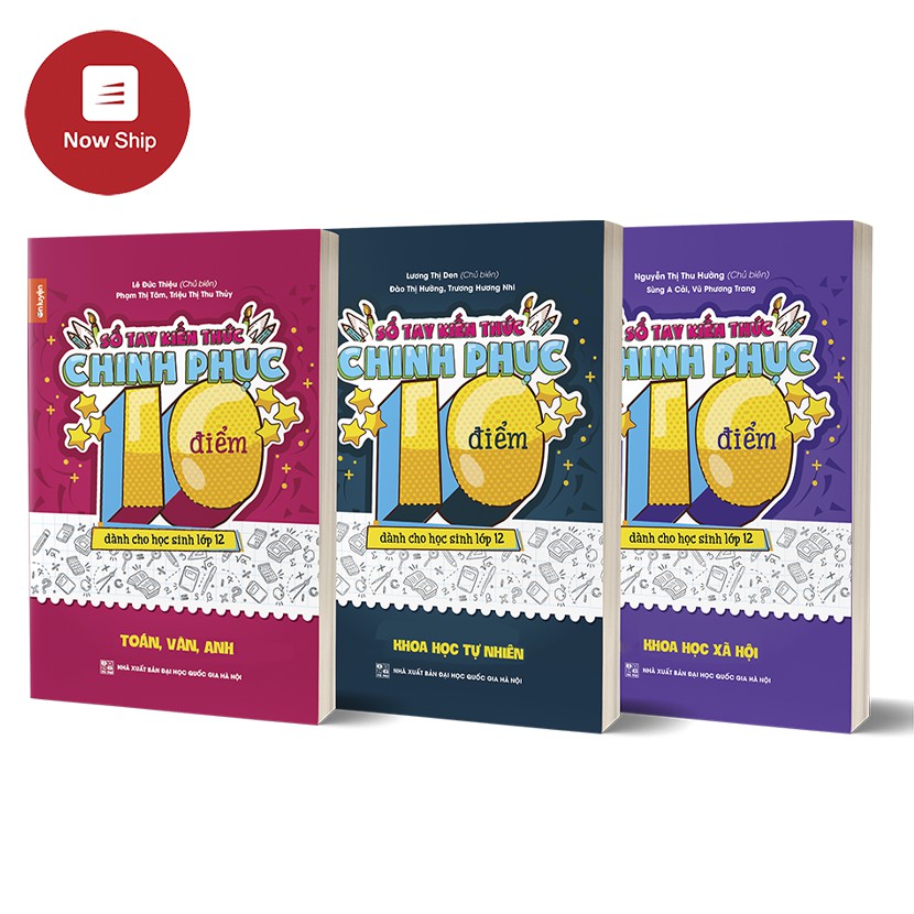 Sách - Combo 3 Sổ tay kiến thức chinh phục điểm 10 dành cho học sinh lớp 12 - Toán, Văn, Anh - KHTN & KHXH
