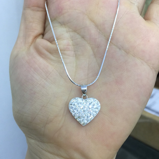 Dây chuyền trái tim cực kỳ lấp lánh bạc siêu đẹp NGỌC MẬU