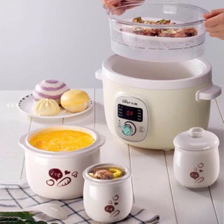 Nồi nấu cháo chậm Bear 1.8L có lồng hấp
