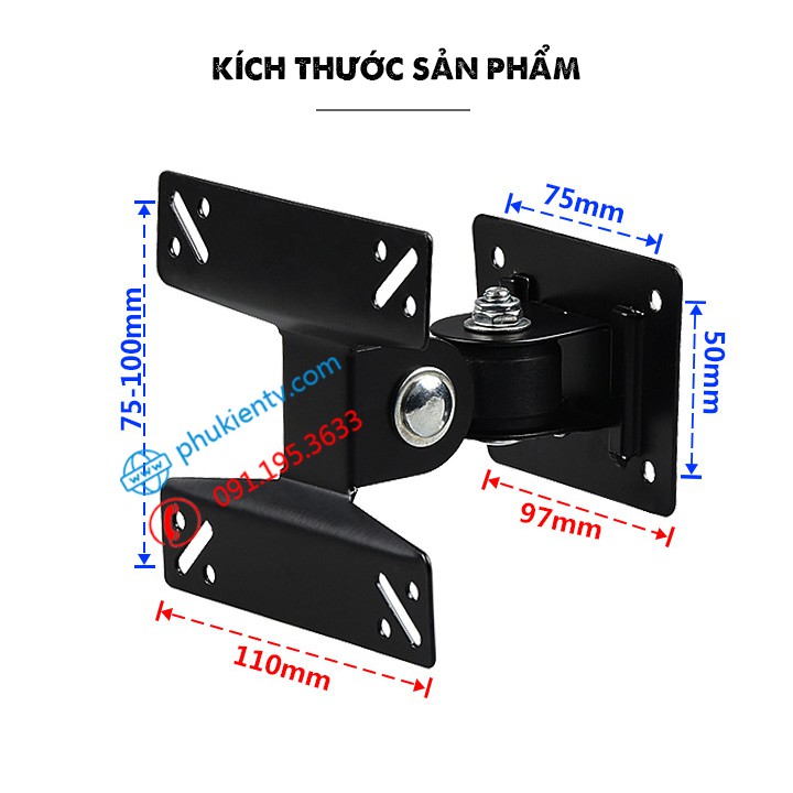 [Trục Thép] Giá Treo Màn Hình Máy Tính F01 14 - 17 - 19 - 23 - 27 - 29 - 32 Inch - Giá Treo Tivi Xoay 180 Độ