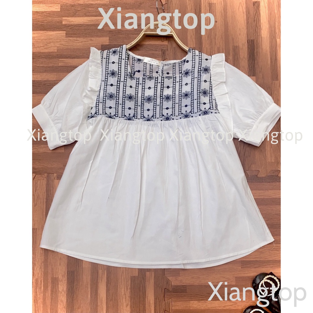 Áo babydoll tiểu thư thêu hoạ tiết kaca NH000101 aosomicongsothietke