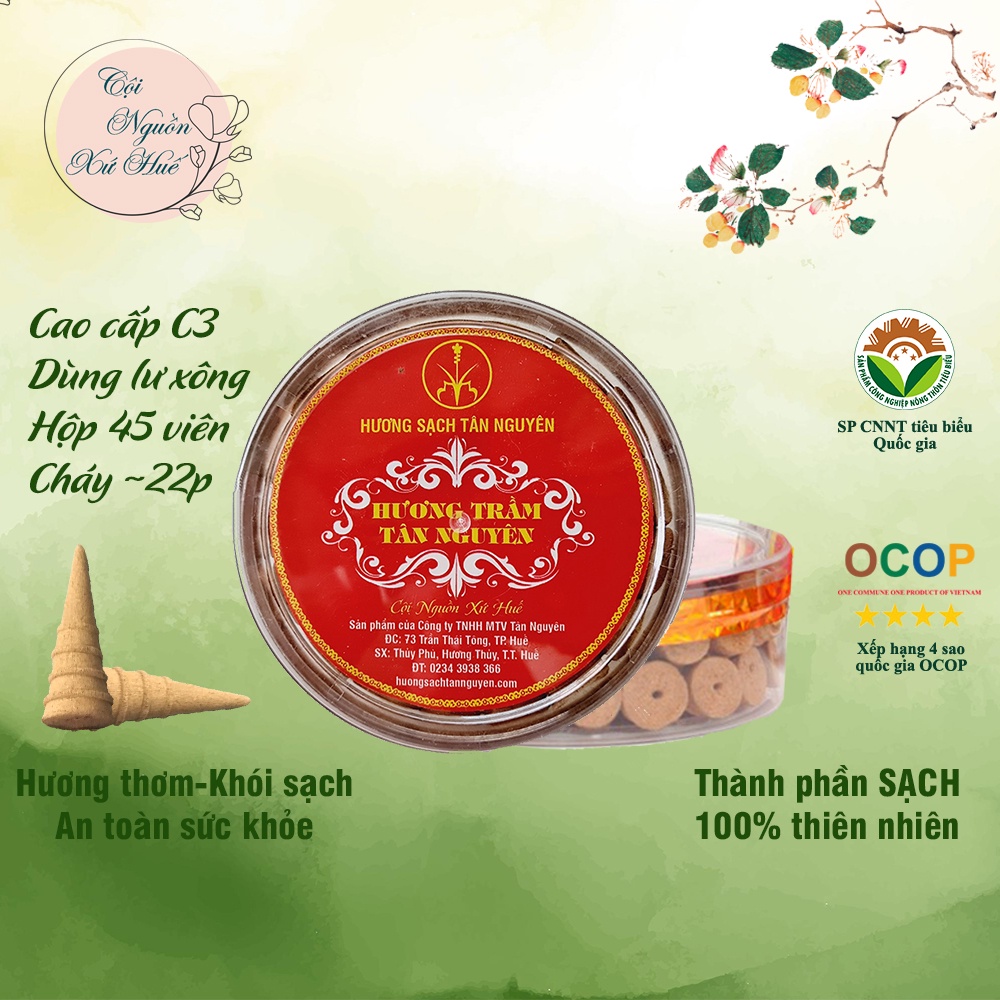 Nụ trầm hương Tân Nguyên, trầm hương xông nhà, nụ trầm hương cao câp hộp 45 viên được làm từ trầm trên 15 năm