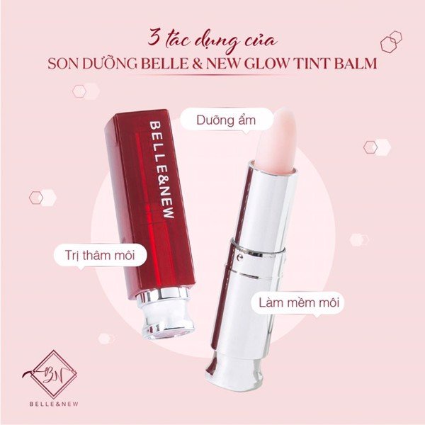 [DATE 12/22] Son Dưỡng Chống Thâm Belle &amp; New Glow Tint Balm - có màu ửng hồng hoa anh đào 3.2g (Hàn Quốc)