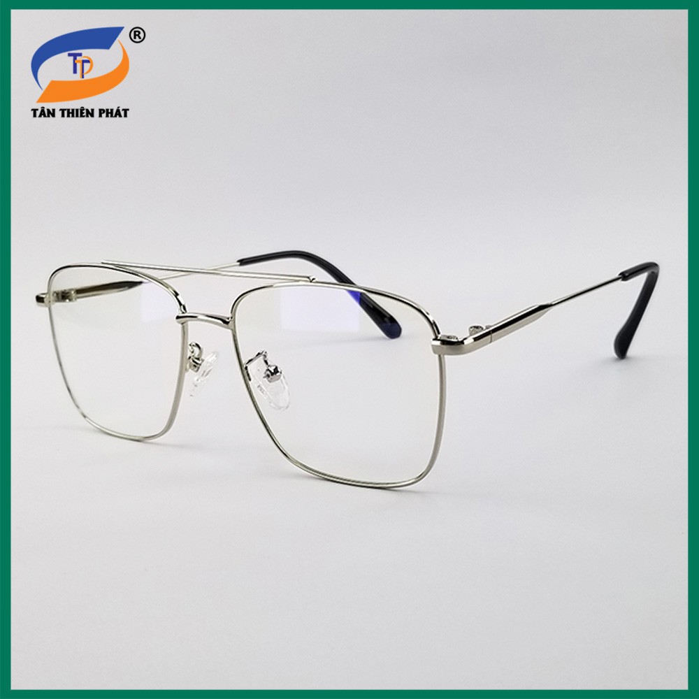 Gọng kính cận nam nữ kim loại màu bạc, bạc viền đen 3076. Tròng/Mắt kính giả cận 0 độ, phân cực chống tia UV