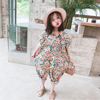 Áo liền quần in hoa dáng rộng cho bé gái