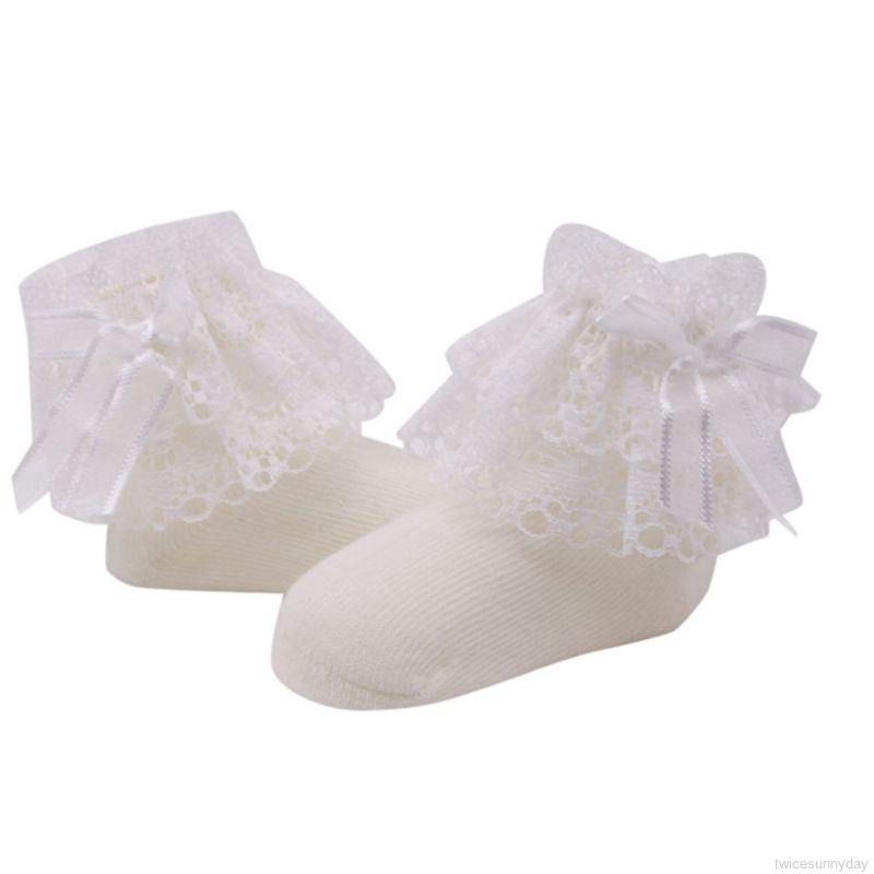 Vớ cotton phối ren xinh xắn dành cho bé gái từ 0-12 tháng tuổi