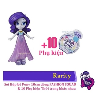 Rarity 💕set búp bê pony 10cm & 10 món phụ kiện thời trang - my little pony dòng fashion squad