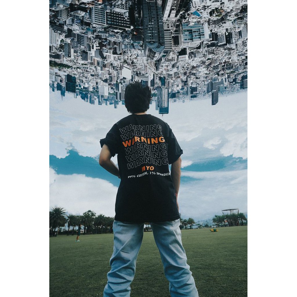 Áo Phông Nam Đẹp MYO Vải Cotton In Hình Warning