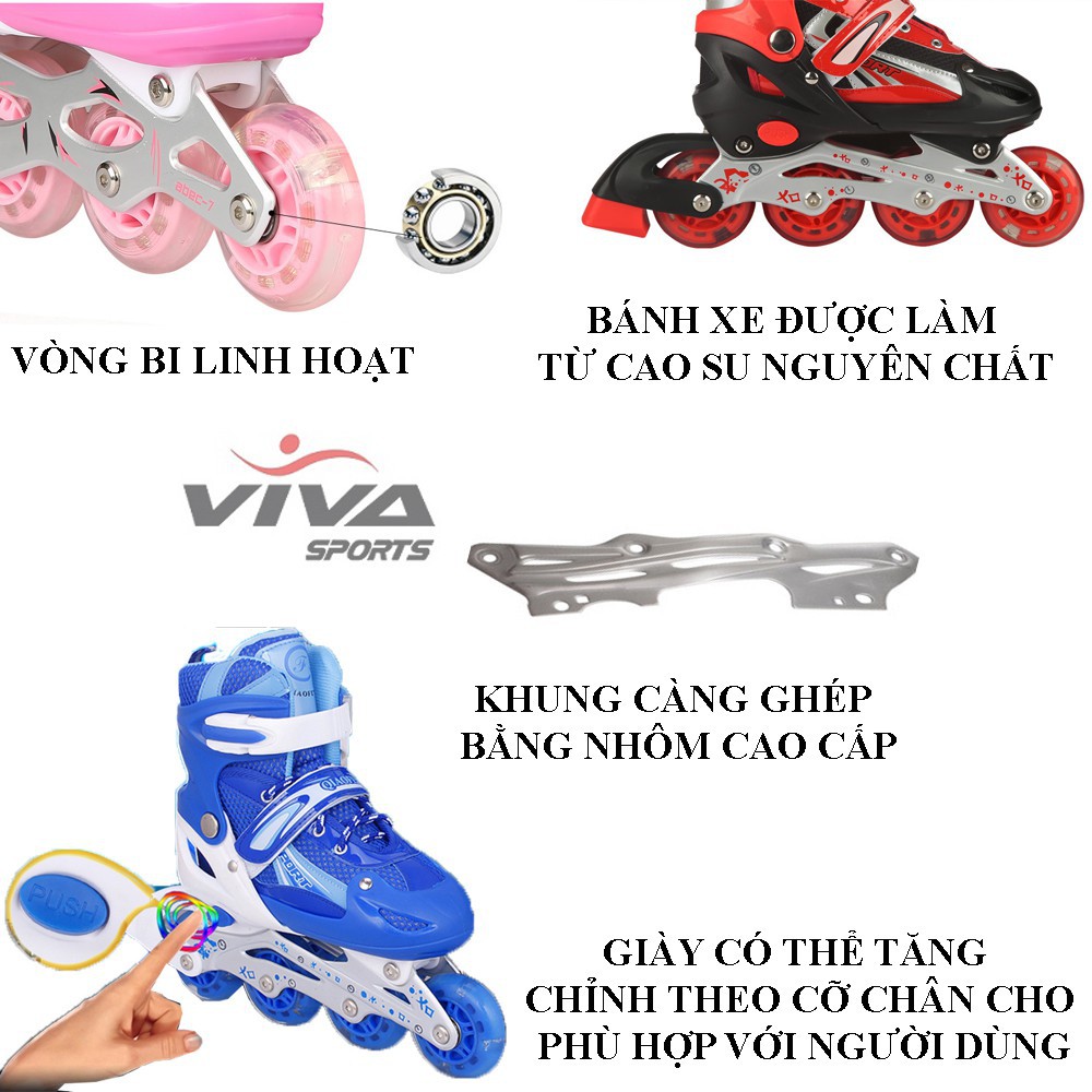 Giày Patin Trẻ Em Phát Sáng VIVA Hồng size L,M