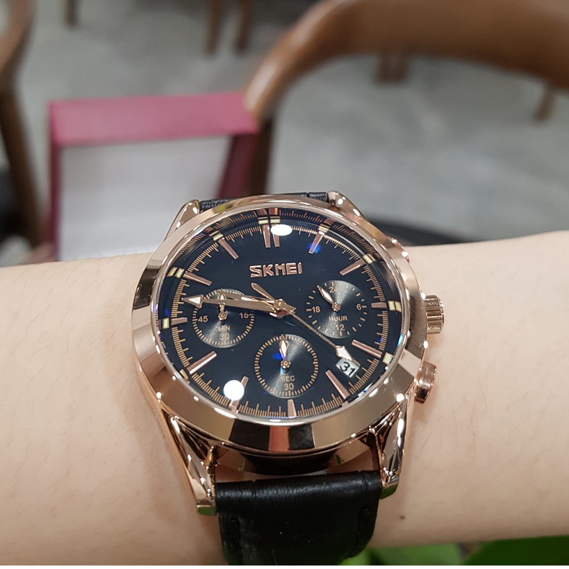 ĐỒNG HỒ NAM SKMEI DÂY DA CHẠY FULL 6 KIM PHONG CÁCH NAM TÍNH LỊCH LÃM