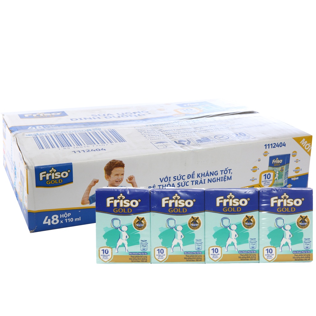 Lốc 4 hộp sữa bột pha sẵn Friso Gold Vani 110ml - Cho bé trên 2 tuổi