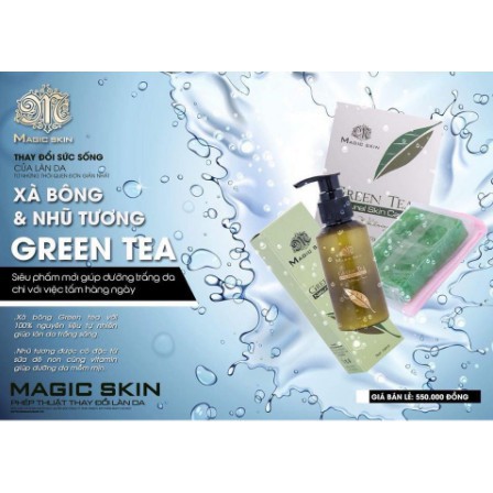 Bộ Xà Phòng Nhũ Tương Green Tea - Tắm Trắng An Toàn Cho Mẹ Bầu MAGIC SKIN 100ml