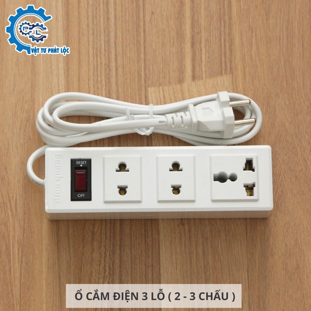 Ổ cắm Điện quang 3 lỗ (2-3 chấu),1 công tắc, dây 5m