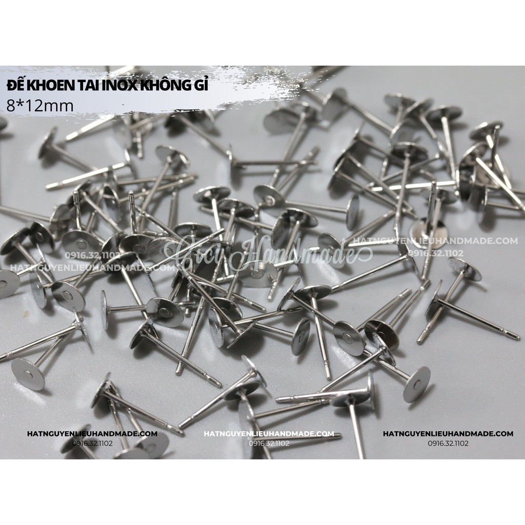 Túi 20c đế khoen tai inox không gỉ Stainless steel Cici Handmade chuyên hạt đá hạt pha lê hạt cườm hạt trang sức