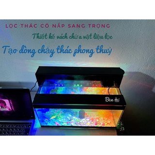 FULL COMBO Bể cá cảnh mini 40cm lọc thác tràn kèm đèn led (hồ cá, lọc vách, đèn led, sỏi màu, cây, thức ăn cá)