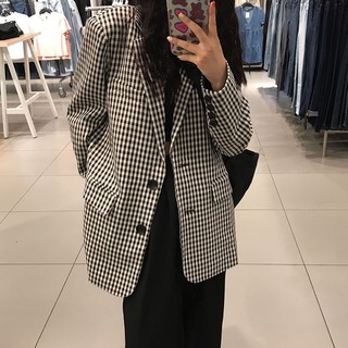 áo blazer kẻ caro vintage hàn quốc