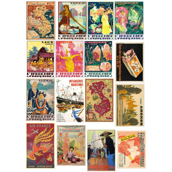Bộ 46 Sticker vintage hình dán trang trí RETRO VIỆT NAM XƯA, SÀI GÒN XƯA