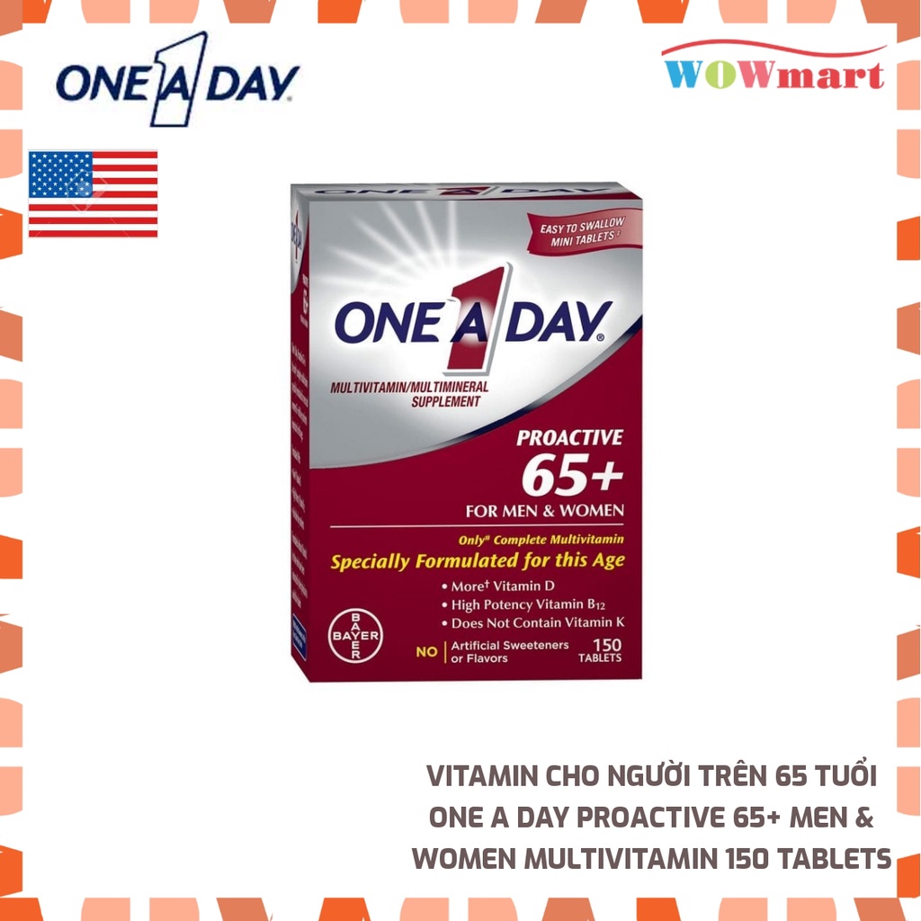 Vitamin cho người trên 65 tuổi One A Day Proactive 65+ Men &amp; Women Multivitamin 150 Tablets