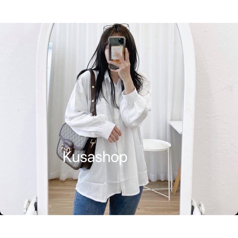 Áo sơ mi trắng lụa hàn basic - Sơ mi trắng lụa Hàn mềm mại