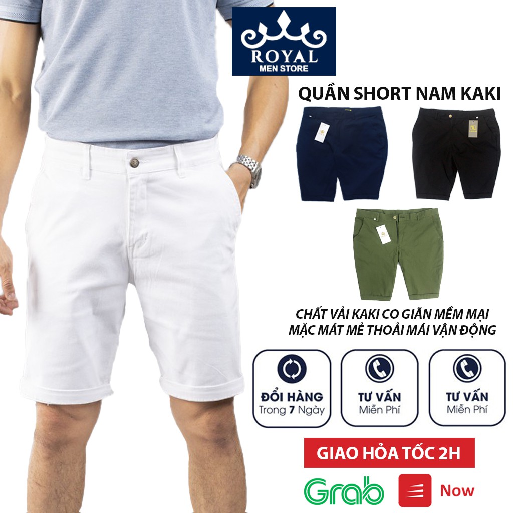 Quần đùi nam, quần short nam đen kaki cao cấp co giãn đẹp chính hãng giá rẻ mặc thoải mái màu trắng đen xanh rêu H3