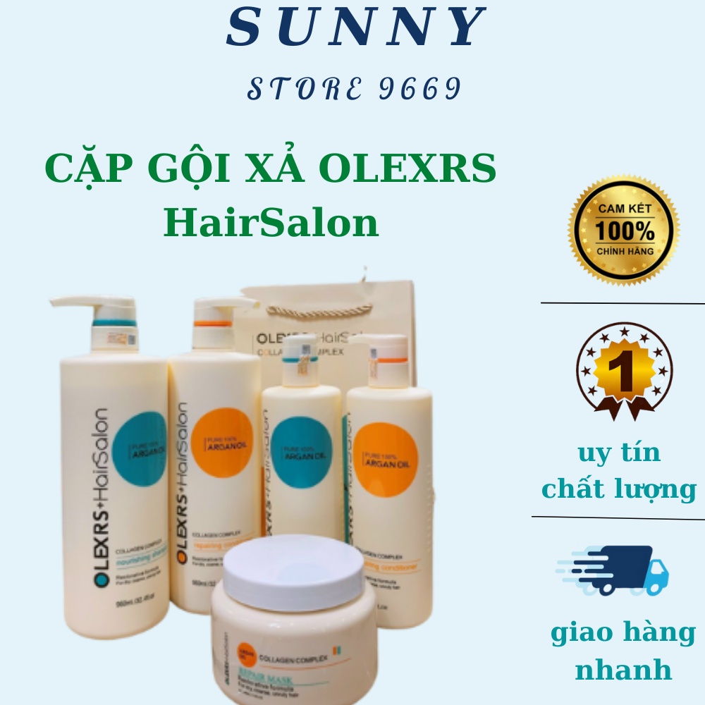 Cặp dầu gội xả  Olexrs Argan Oil Collagen Hair Salon 960ml chính hãng