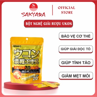 Bột nghệ giải rượu Ukon tinh bột nghệ giải độc gan điều hòa thần kinh Orihiro túi 20 gói nội địa Nhật