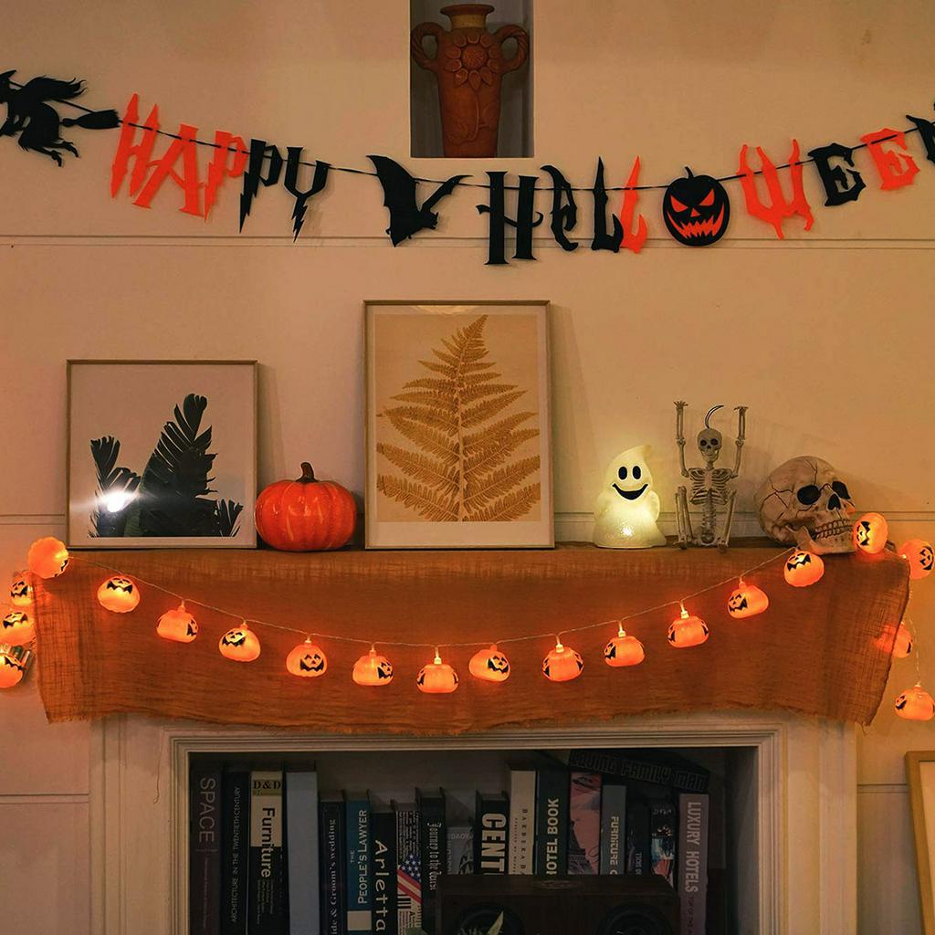 Dây Đèn Led 16 Bóng Hình Quả Bí Ngô Dài 2.9m Trang Trí Halloween Độc Đáo