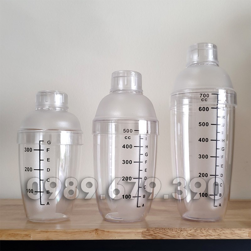 Bình Lắc Nhựa Trong Suốt - Bình Lắc Pha Chế - 350ml 530ml 700ml 1000ml