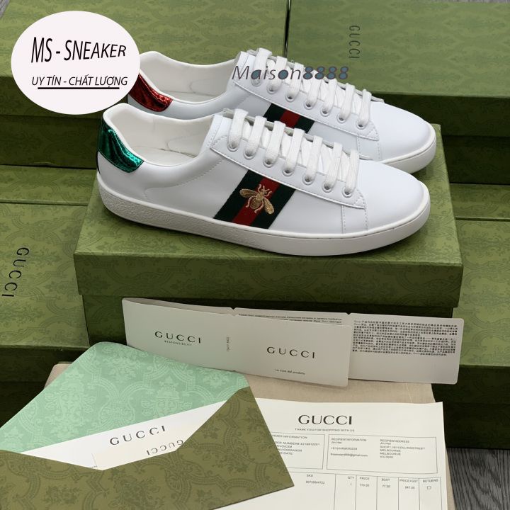 Giày thể thao GUCCI Ong, giày gucci 3 vạch mới full size 36-43 full phụ kiện/MS Sneaker