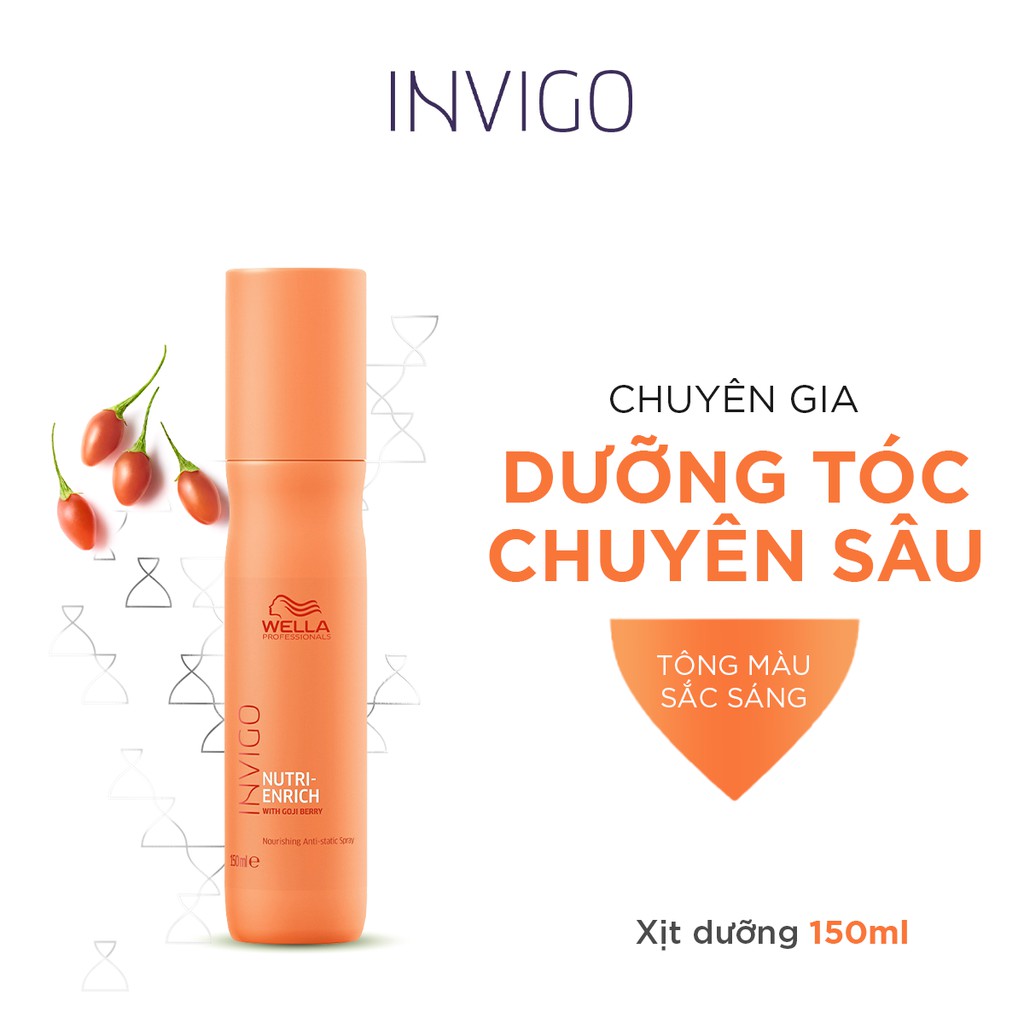 Xịt Dưỡng Tóc Wella Invigo Tăng Cường Dưỡng Chất, Phục Hồi Tóc Khô Xơ Nutri Enrich Nourishing Anti-Static Spray 150ml