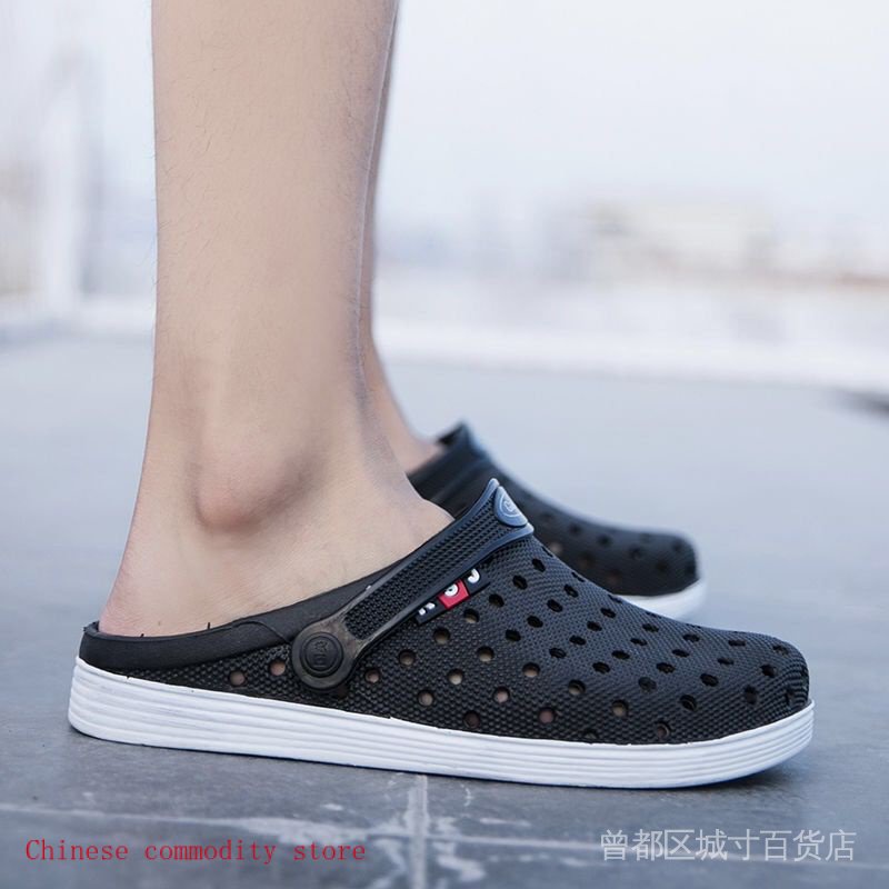 Hàng Có Sẵn Giày Lười Mùa Hè Thoáng Khí Chống Trượt Bằng Nhựa Phối Lưới Tổ Chim Đi Biển Phong Cách Mới Cho Nam