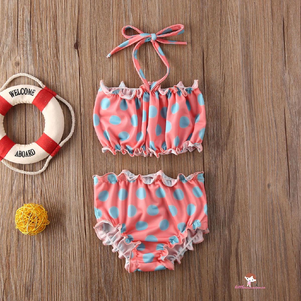 Bộ Bikini 2 Mảnh Chấm Bi Cho Bé Gái