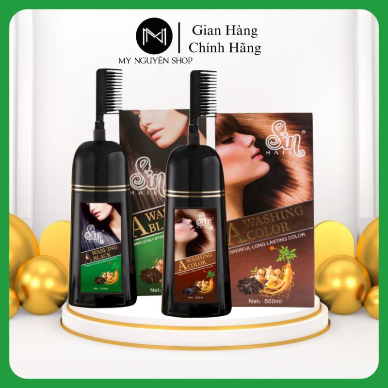 Dầu gội phủ bạc sin hair Nhật Bản 500ml, nhuộm tóc đen, tóc nâu đều màu tự nhiên tinh chất nhân sâm