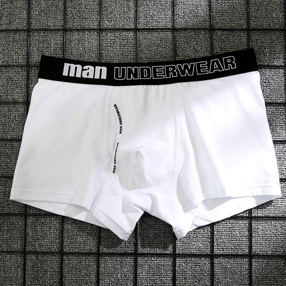 LOMBARD Quần lót boxer không đường may thoáng khí thoải mái màu trơn in chữ phong cách Hàn Quốc có size lớn cho nam
